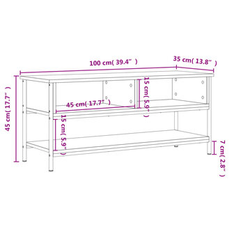 Tv-meubel 100x35x45 cm bewerkt hout sonoma eikenkleurig 9