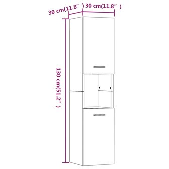 Badkamerkast 30x30x130 cm bewerkt hout grijs sonoma eikenkleur 10