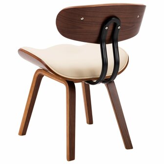 Eetkamerstoelen 4 st gebogen hout en kunstleer cr&egrave;mekleurig 6