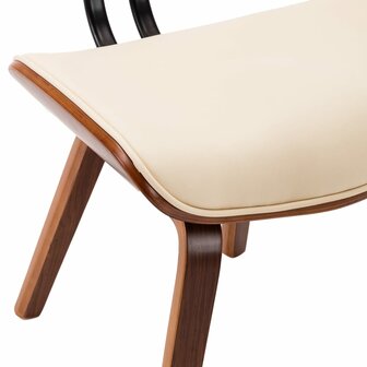 Eetkamerstoelen 4 st gebogen hout en kunstleer cr&egrave;mekleurig 7