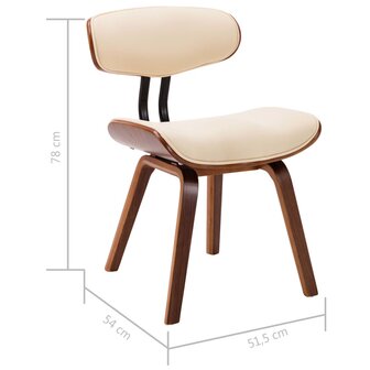 Eetkamerstoelen 4 st gebogen hout en kunstleer cr&egrave;mekleurig 8