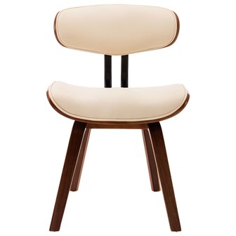 Eetkamerstoelen 6 st gebogen hout en kunstleer cr&egrave;me 4