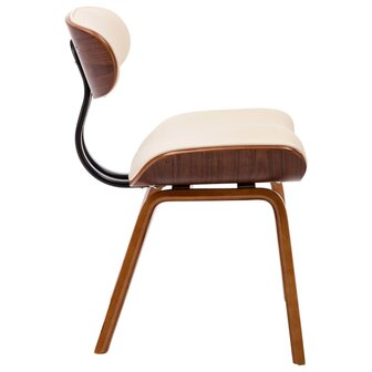 Eetkamerstoelen 6 st gebogen hout en kunstleer cr&egrave;me 5