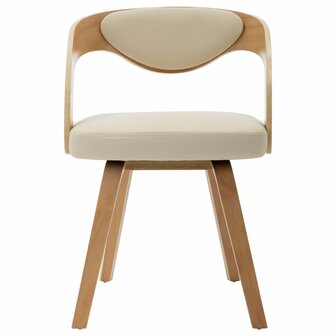 Eetkamerstoelen 6 st gebogen hout en kunstleer cr&egrave;me 3