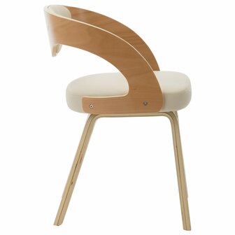 Eetkamerstoelen 6 st gebogen hout en kunstleer cr&egrave;me 4