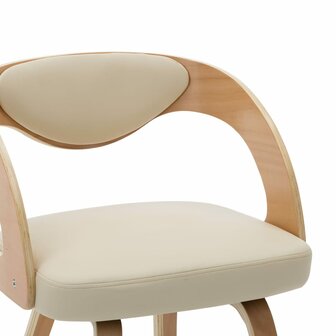 Eetkamerstoelen 6 st gebogen hout en kunstleer cr&egrave;me 6