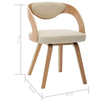 Eetkamerstoelen 6 st gebogen hout en kunstleer cr&egrave;me 7