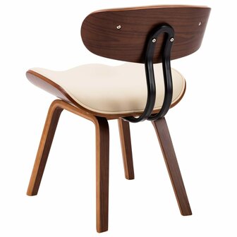 Eetkamerstoelen 2 st gebogen hout en kunstleer cr&egrave;mekleurig 6