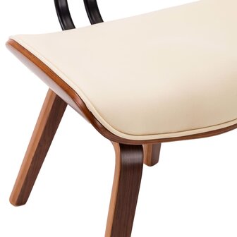 Eetkamerstoelen 2 st gebogen hout en kunstleer cr&egrave;mekleurig 7