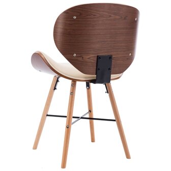 Eetkamerstoelen 2 st kunstleer en gebogen hout cr&egrave;me 6