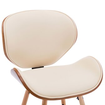 Eetkamerstoelen 2 st kunstleer en gebogen hout cr&egrave;me 7