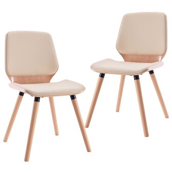 Eetkamerstoelen 2 st kunstleer cr&egrave;me 2