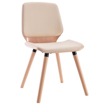 Eetkamerstoelen 2 st kunstleer cr&egrave;me 3