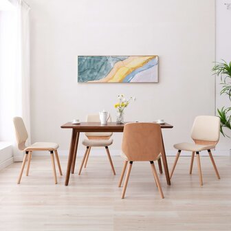 Eetkamerstoelen 4 st kunstleer cr&egrave;mekleurig 1