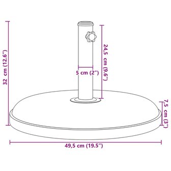 Parasolvoet voor stokken van &Oslash;32/35/38 mm 25 kg rond 9