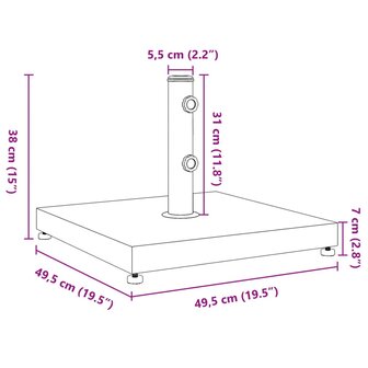 Parasolvoet voor stokken van &Oslash;32/38/48 mm 28 kg vierkant 9