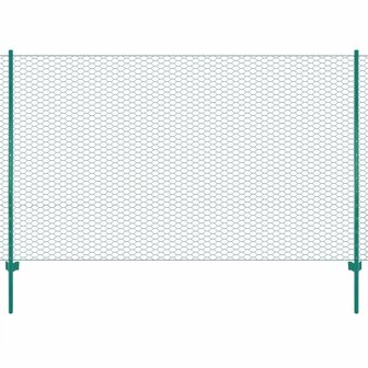 Draadgaashek met palen 25x1,5 m staal groen 1