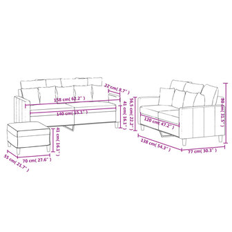 3-delige Loungeset met kussens fluweel bruin 9