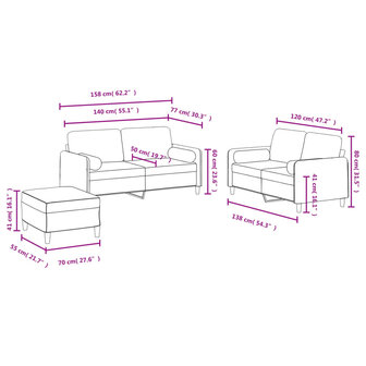 3-delige Loungeset met kussens fluweel zwart 10