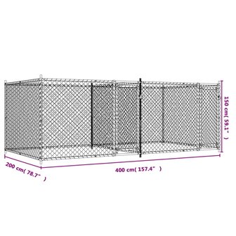 Hondenhok met deuren 4x2x1,5 m gegalvaniseerd staal grijs 9