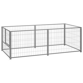 Hondenkennel 200x100x70 cm staal zilverkleurig 1