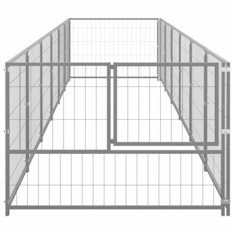 Hondenkennel 6 m&sup2; staal zilverkleurig 3