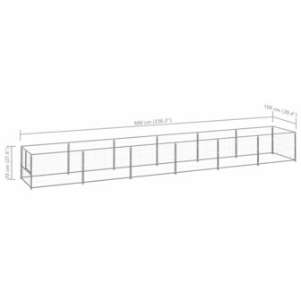 Hondenkennel 6 m&sup2; staal zilverkleurig 6