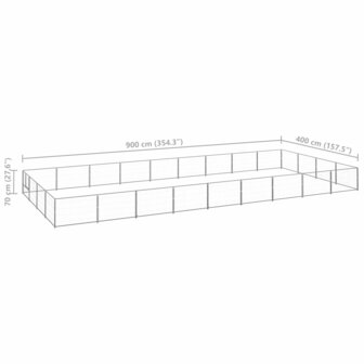 Hondenkennel 36 m&sup2; staal zilverkleurig 6