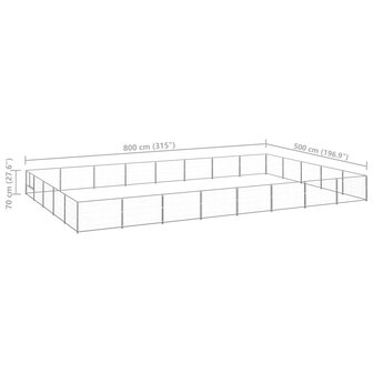 Hondenkennel 40 m&sup2; staal zilverkleurig 6