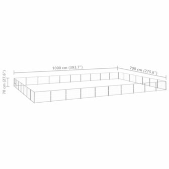 Hondenkennel 70 m&sup2; staal zilverkleurig 6