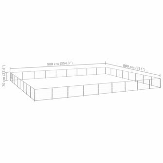 Hondenkennel 72 m&sup2; staal zilverkleurig 6