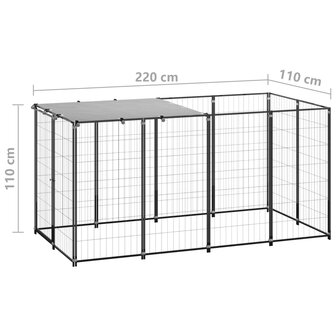 Hondenkennel 2,42 m&sup2; staal zwart   6