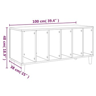 Platenkast 100x38x48 cm bewerkt hout gerookt eikenkleurig 8