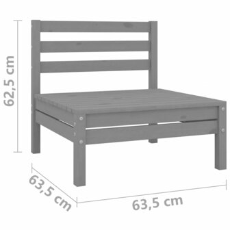 3-delige Loungeset massief grenenhout grijs 11