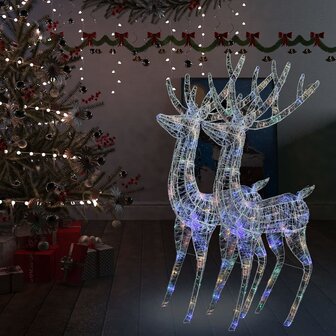 Kerstdecoratie rendier XXL 2 st 250 LED meerkleurig 180cm acryl 1