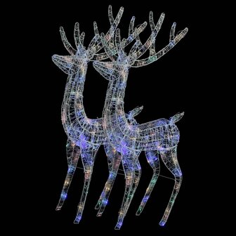 Kerstdecoratie rendier XXL 2 st 250 LED meerkleurig 180cm acryl 2