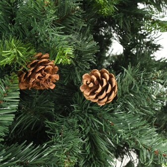 Kunstkerstboom met verlichting en dennenappels 180 cm groen 8