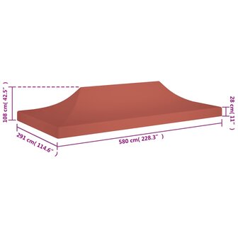 Partytentdak 270 g/m&sup2; 6x3 m terracotta 6