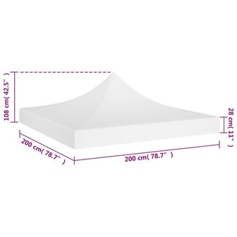 Partytentdak 270 g/m&sup2; 2x2 m wit  5