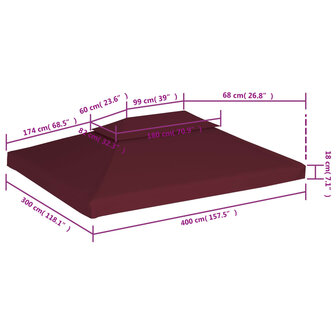 Prieeldak 2-laags 4x3m 310 g/m&sup2; bordeaux 6