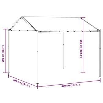 Tuinpaviljoen 4x4 m staal en stof antracietkleurig 9