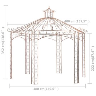 Tuinpaviljoen 4 m ijzer antiekbruin  6