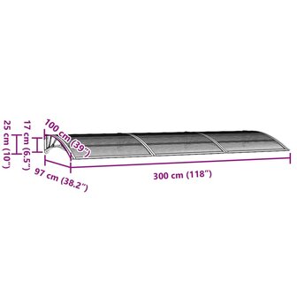 Deurluifel 300x100 cm polycarbonaat zwart 6