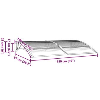 Deurluifel 150x100 cm polycarbonaat grijs 6