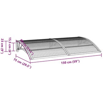 Deurluifel 300x75 cm polycarbonaat zwart en transparant 6