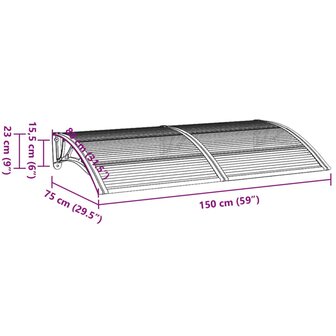 Deurluifel 150x75 cm polycarbonaat grijs 6