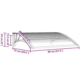 Deurluifel 80x75 cm polycarbonaat zwart en transparant 6