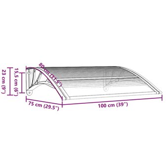 Deurluifel 100x75 cm polycarbonaat grijs en transparant 6