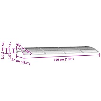 Deurluifel 350x100 cm polycarbonaat zwart 6