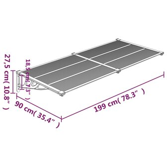 Deurluifel 199x90 cm polycarbonaat zwart en transparant 6